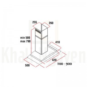 Bản Vẽ Máy Hút Mùi Canzy CZ-IBER 70 Kính Cong Khử Mùi Than Hoạt Tính