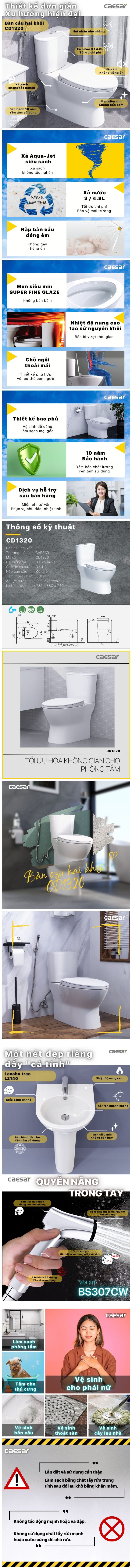 Thông tin combo khuyến mãi Caesar CD1320 + L2140 + BS307CW