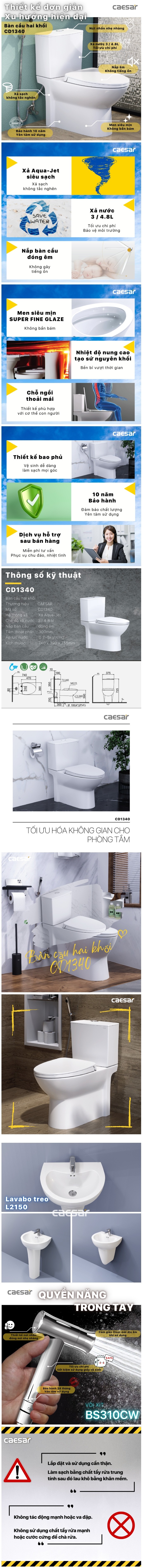 Thông tin combo khuyến mãi Caesar CD1340 + L2150 + BS310CW