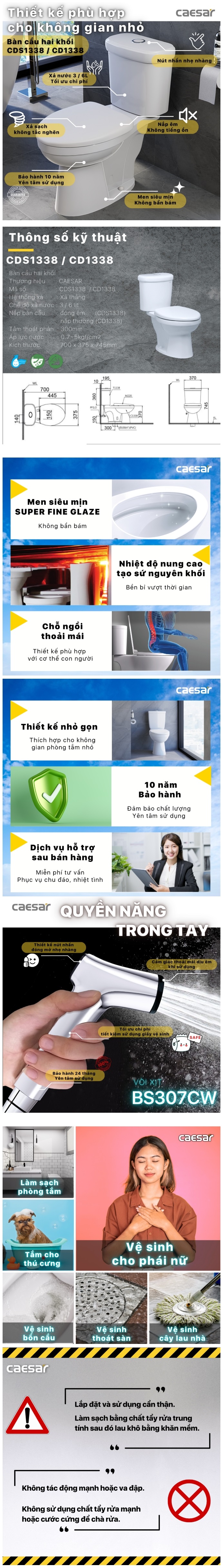 Thông tin combo khuyến mãi Caesar CDS1338 + BS307CW
