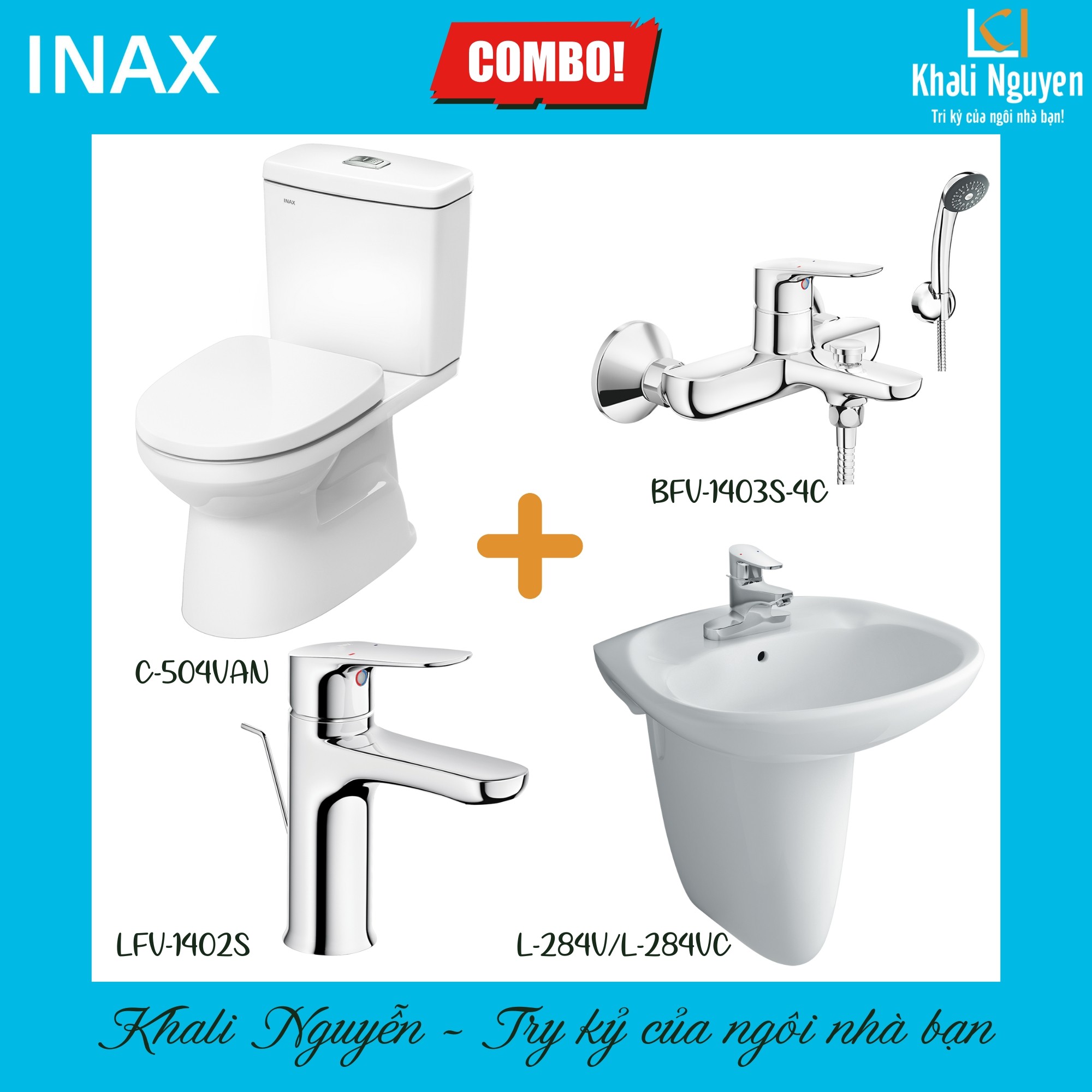 Combo khuyến mãi TBVS INAX | Bộ C-504VAN + L-284V/L-284VC + LFV-1402S + BFV-1403S-4C