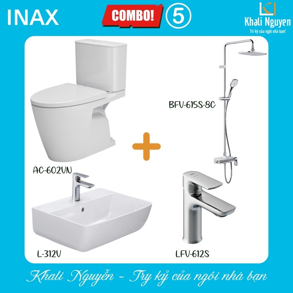 Combo khuyến mãi TBVS INAX | Bộ AC-602VN+L-312V+LFV-612S+BFV-615S-8C