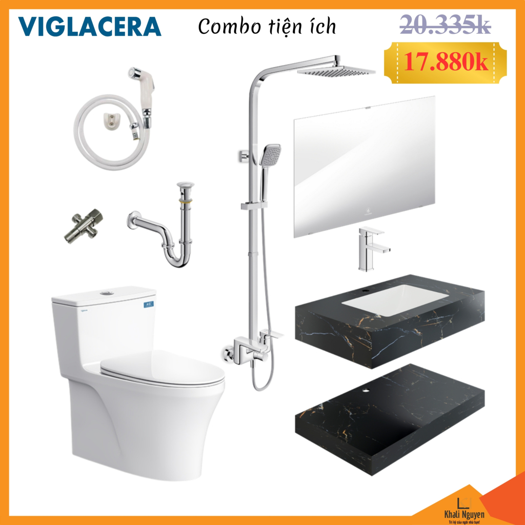 Trọn bộ thiết bị vệ sinh phòng tắm Viglacera tiện ích