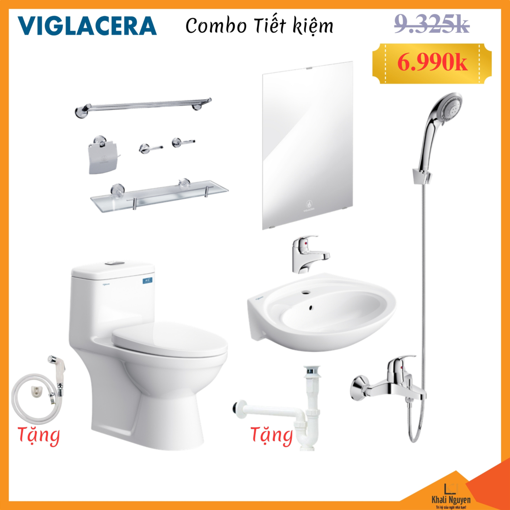 Trọn bộ thiết bị vệ sinh phòng tắm Viglacera tiết kiệm