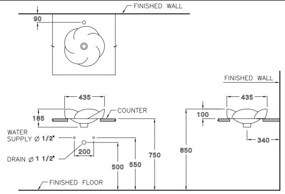 Bản Vẽ Lavabo Cotto Đặt Bàn C0001