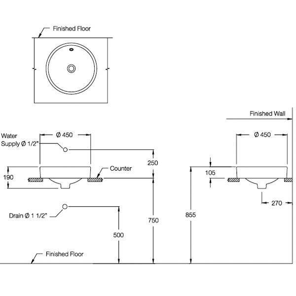 Bản Vẽ Lavabo Cotto Đặt Bàn C00027 Neo