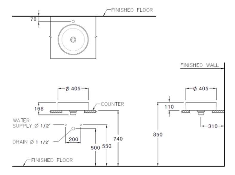 Bản Vẽ Lavabo Cotto Đặt Bàn C003407