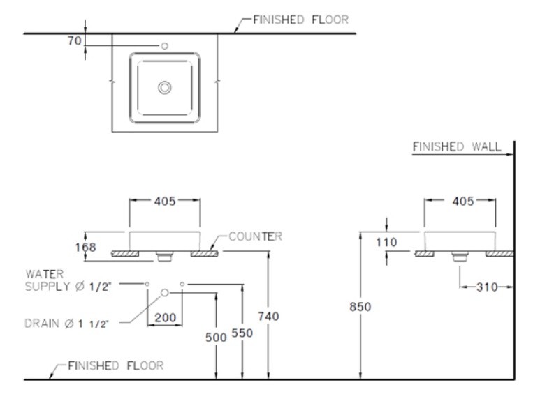 Bản Vẽ Lavabo Cotto Đặt Bàn C003417