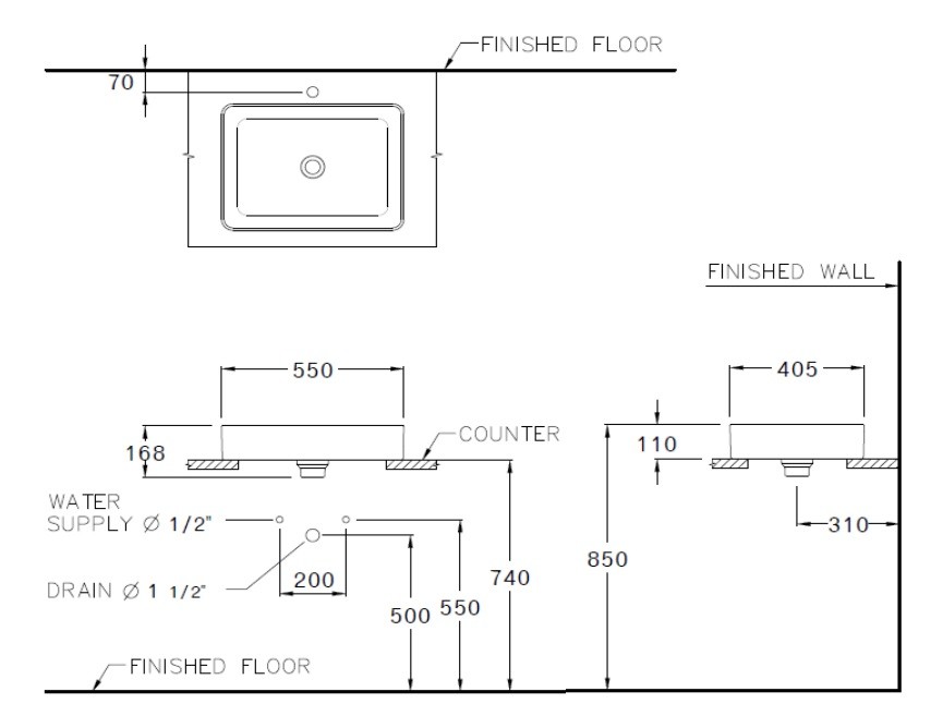 Bản Vẽ Lavabo Cotto Đặt Bàn C003427