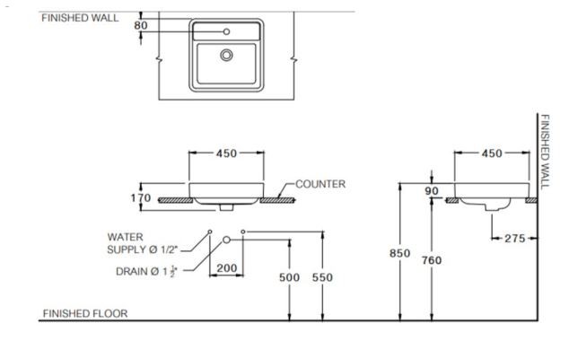 Bản Vẽ Lavabo Cotto Đặt Bàn C003817