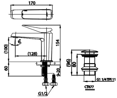 Bản Vẽ Vòi Chậu Lavabo Cotto CT2301A