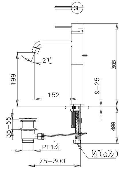 Bản Vẽ Vòi Chậu Lavabo Cotto CT542AY