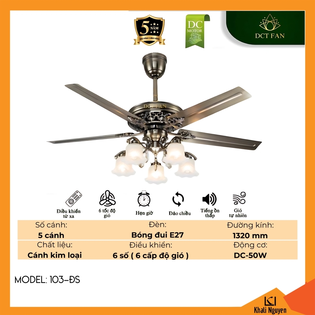 Quạt trần đèn DCT Fan 103-ĐS
