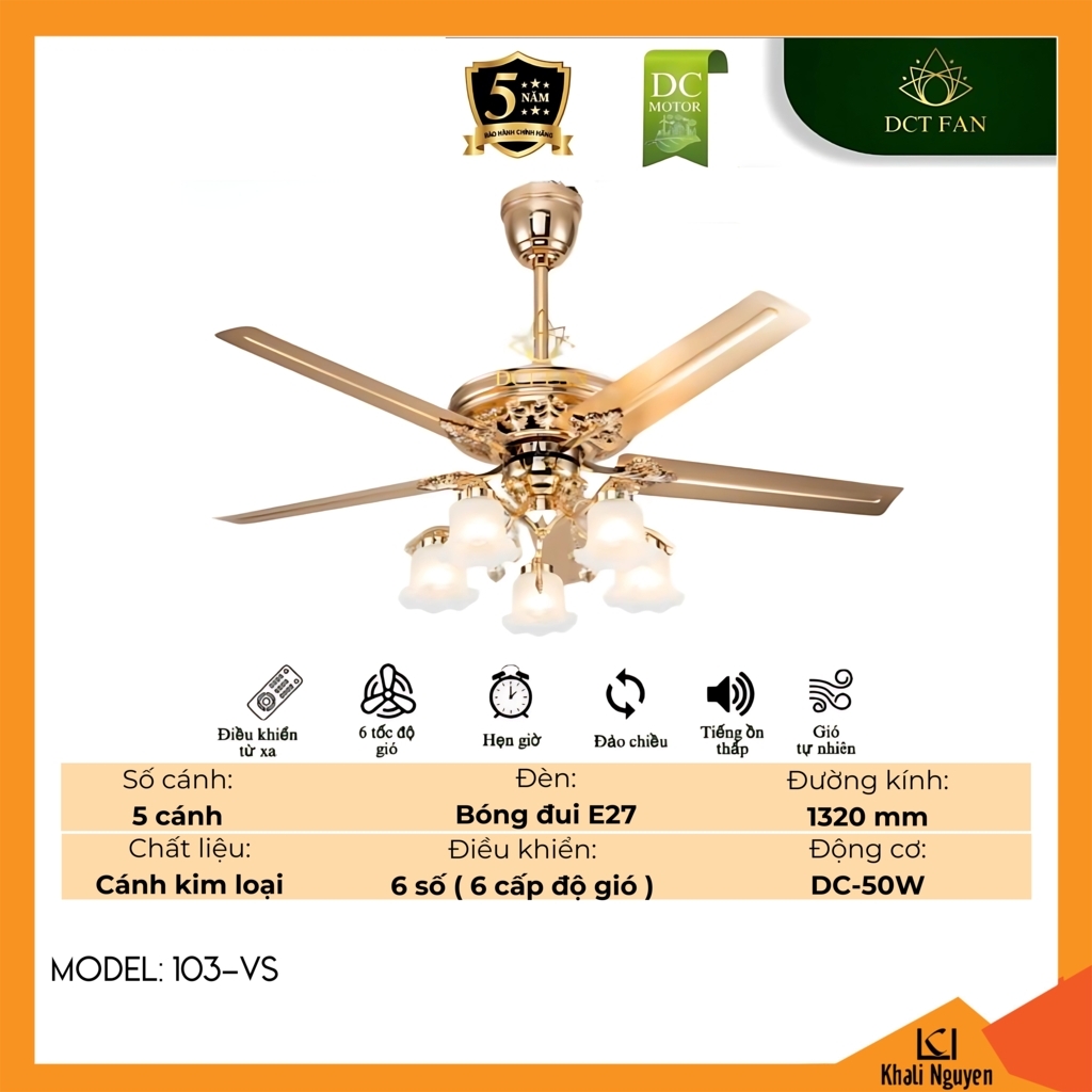 Quạt trần đèn chùm DCT Fan 103-VS