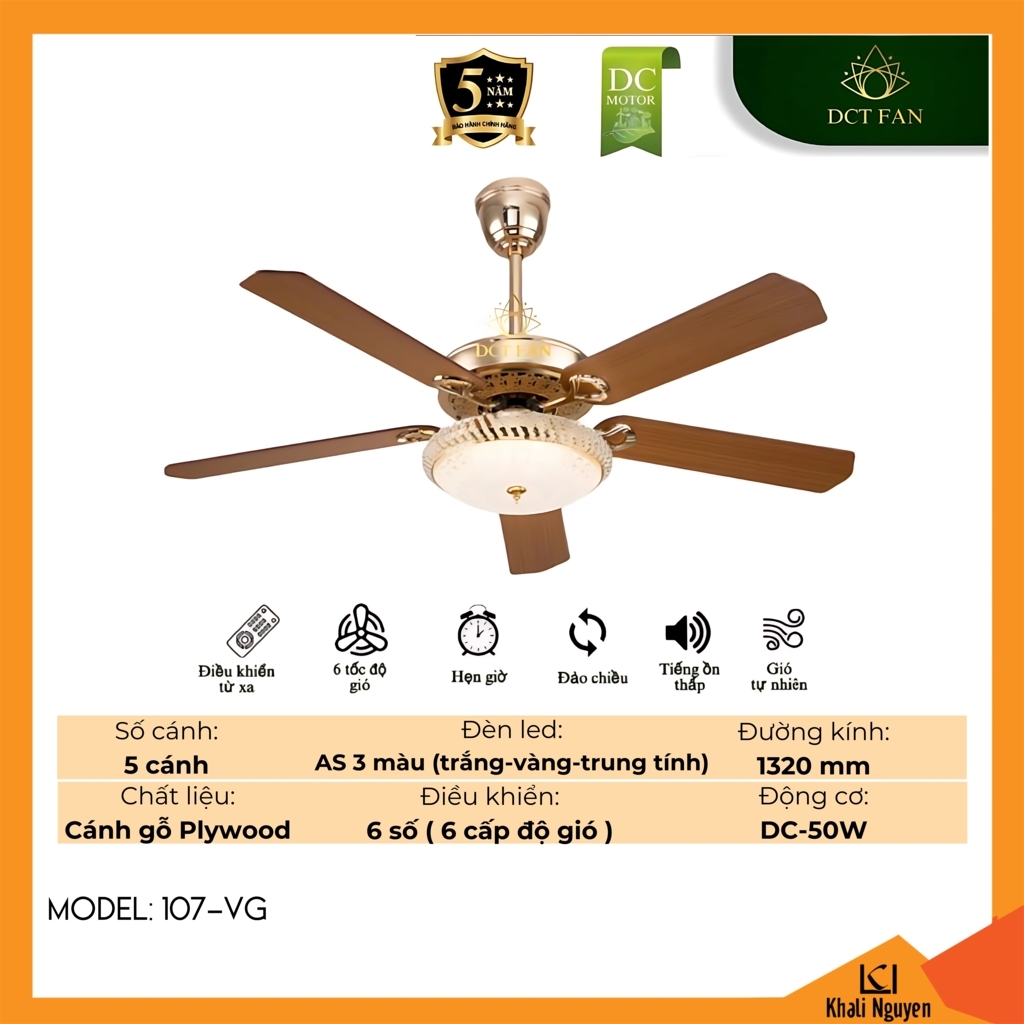 Quạt trần đèn LED DCT Fan 107-VG