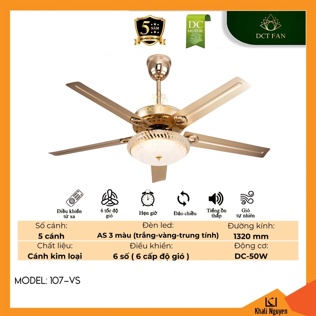 Quạt trần đèn LED DCT Fan 107-VS