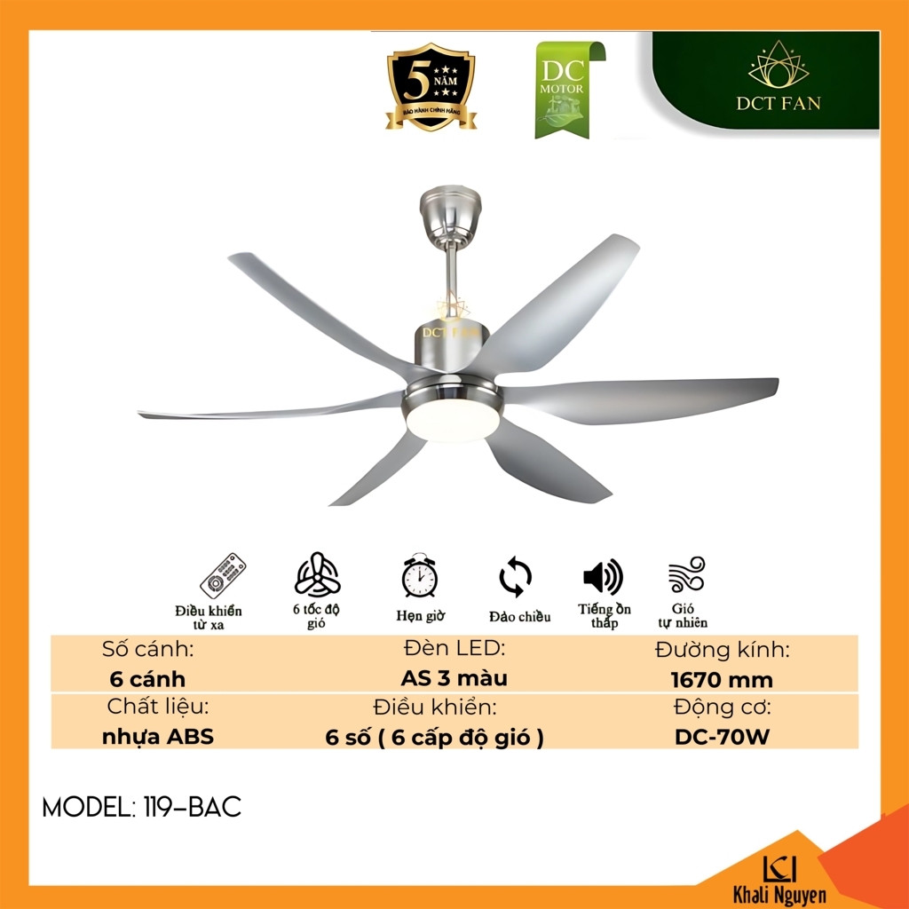 Quạt trần đèn LED DCT Fan 119-BAC