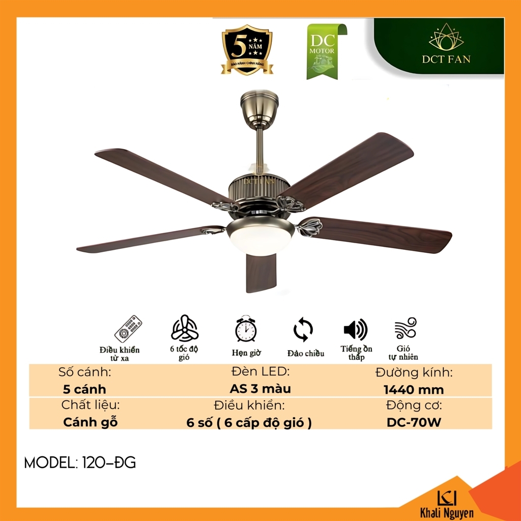 Quạt trần đèn LED DCT Fan 120-ĐG