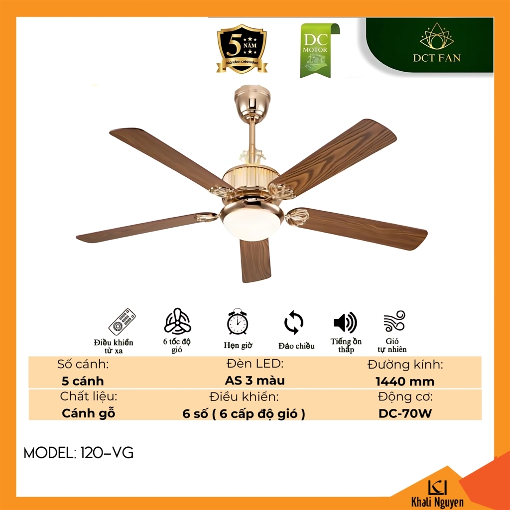 Quạt trần đèn LED DCT Fan 120-VG