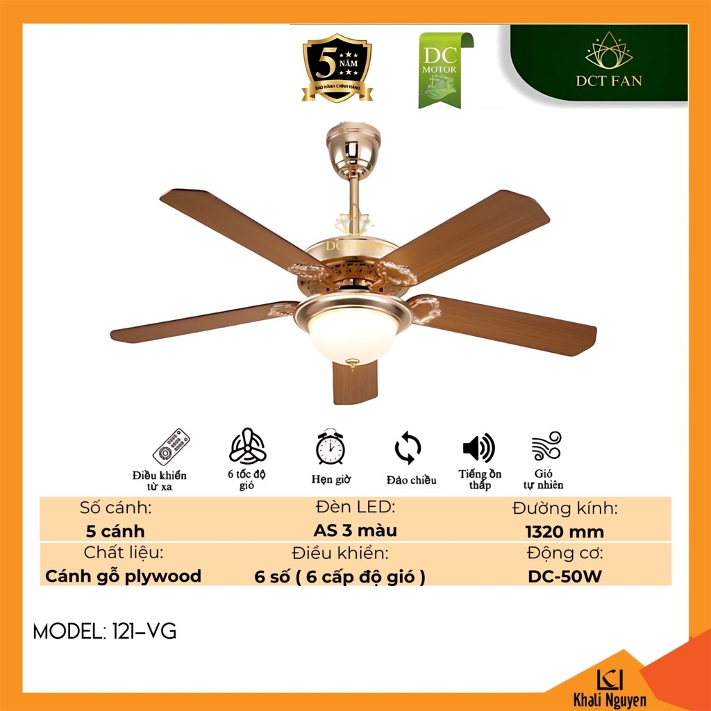 Quạt trần đèn LED DCT Fan 121-VG