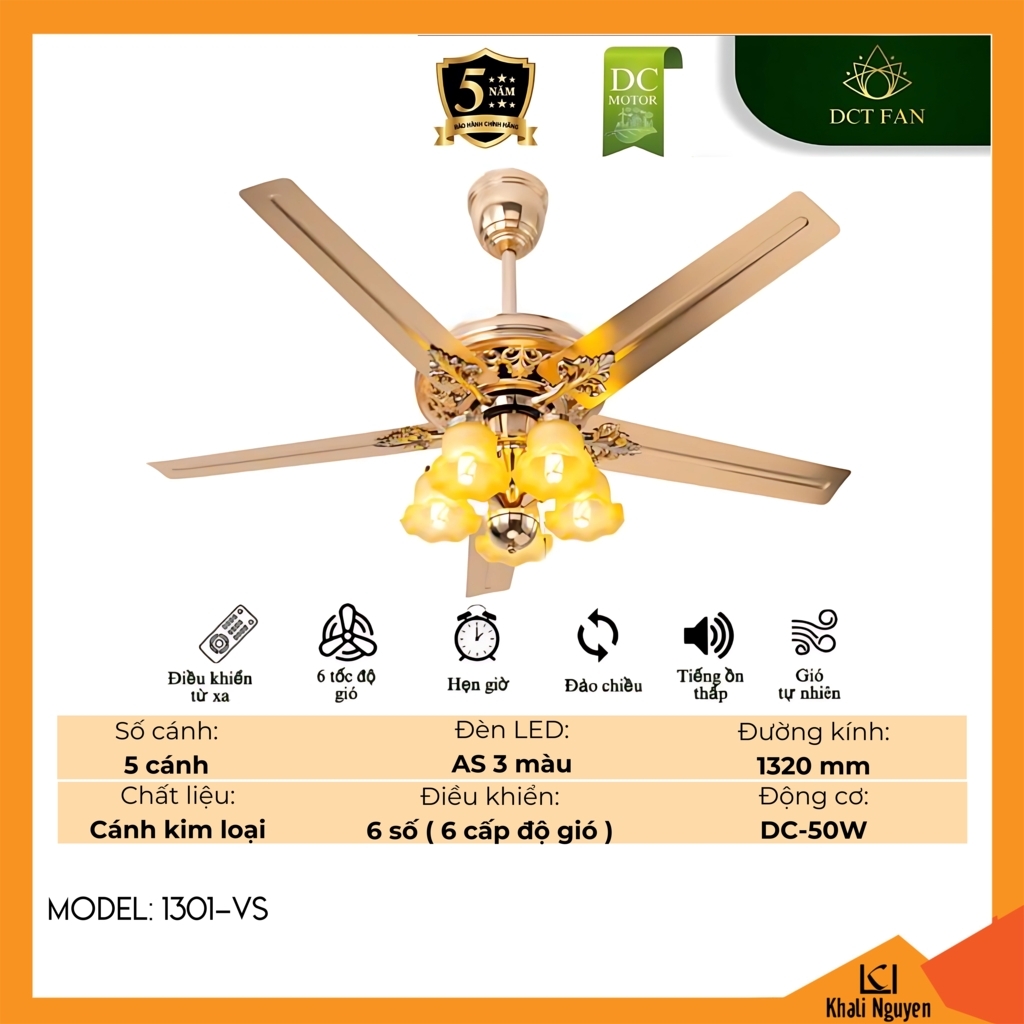 Quạt trần đèn chùm DCT Fan 1301-VS