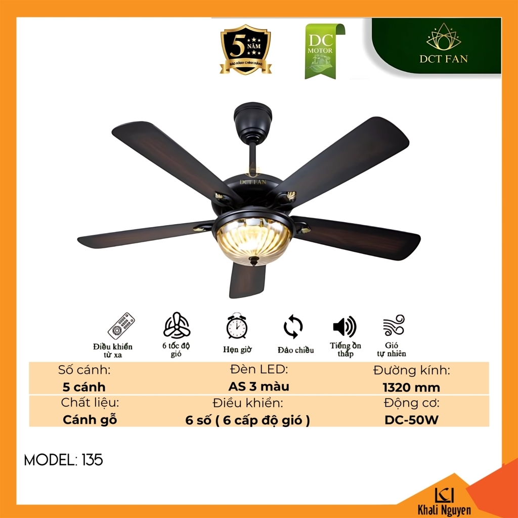 Quạt trần đèn LED DCT Fan 135