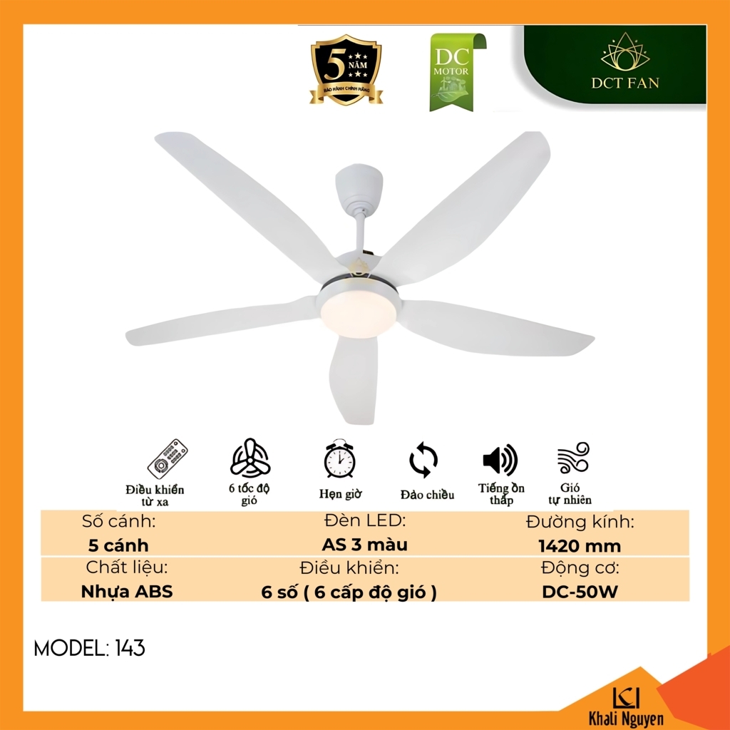 Quạt trần đèn LED DCT Fan 143