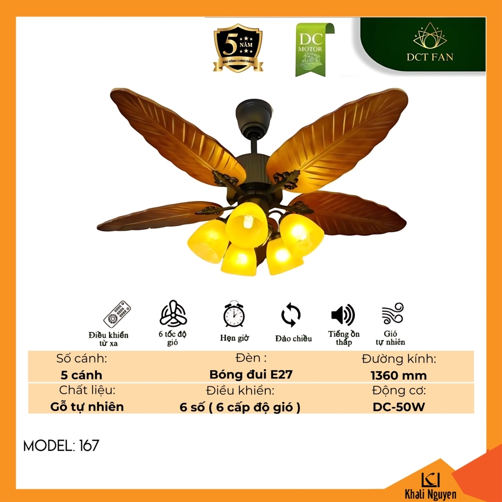Quạt trần đèn chùm DCT Fan 167