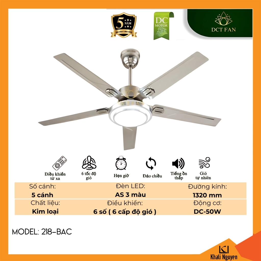 Quạt trần đèn LED DCT Fan 218-BAC