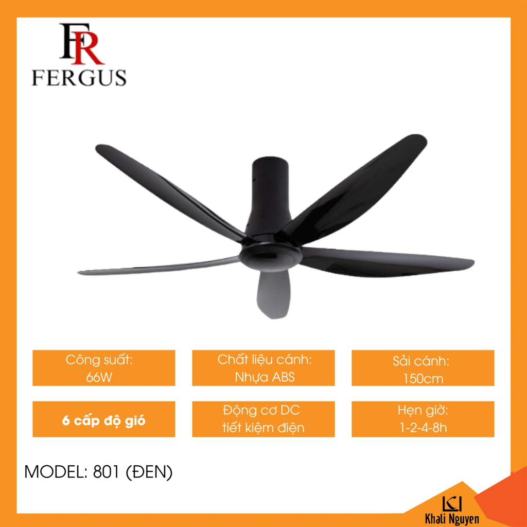 Quạt trần Fergus 801 gỗ đen