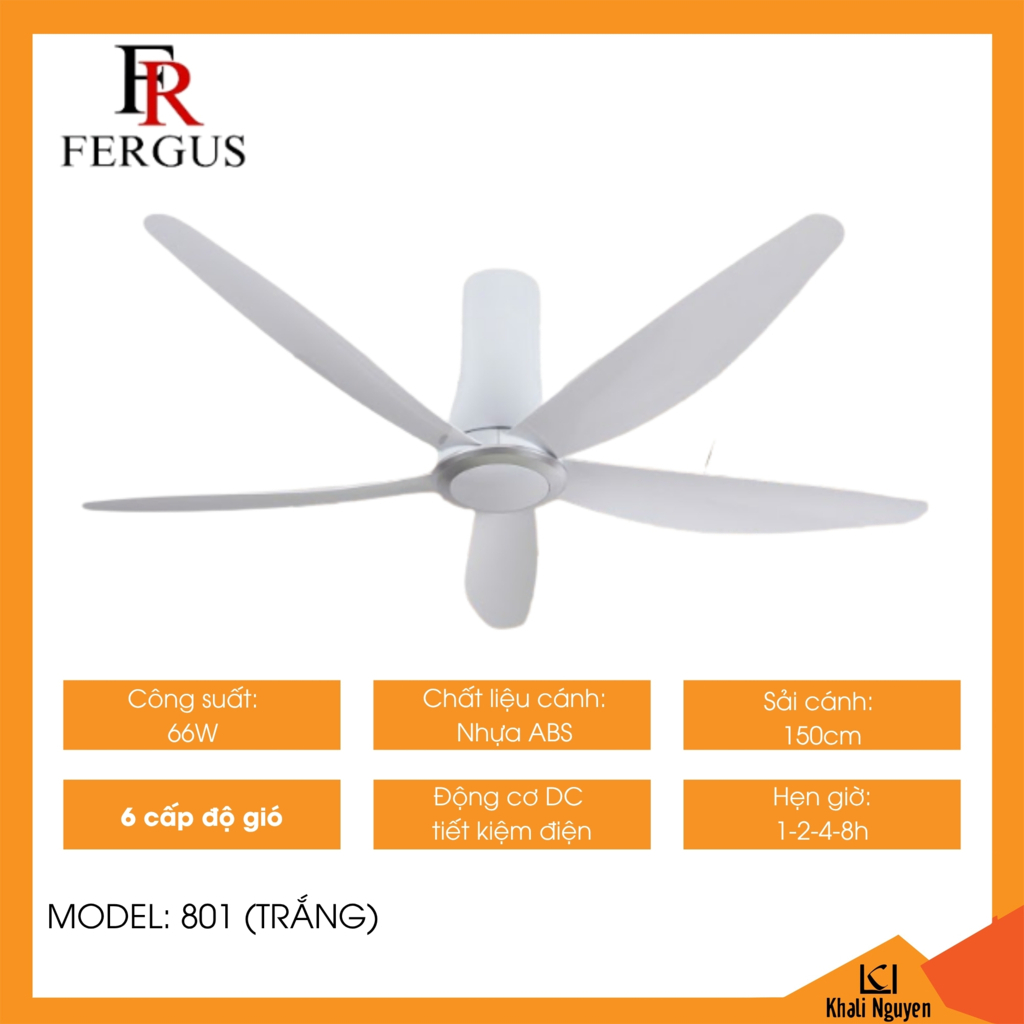 Quạt trần Fergus 801 trắng