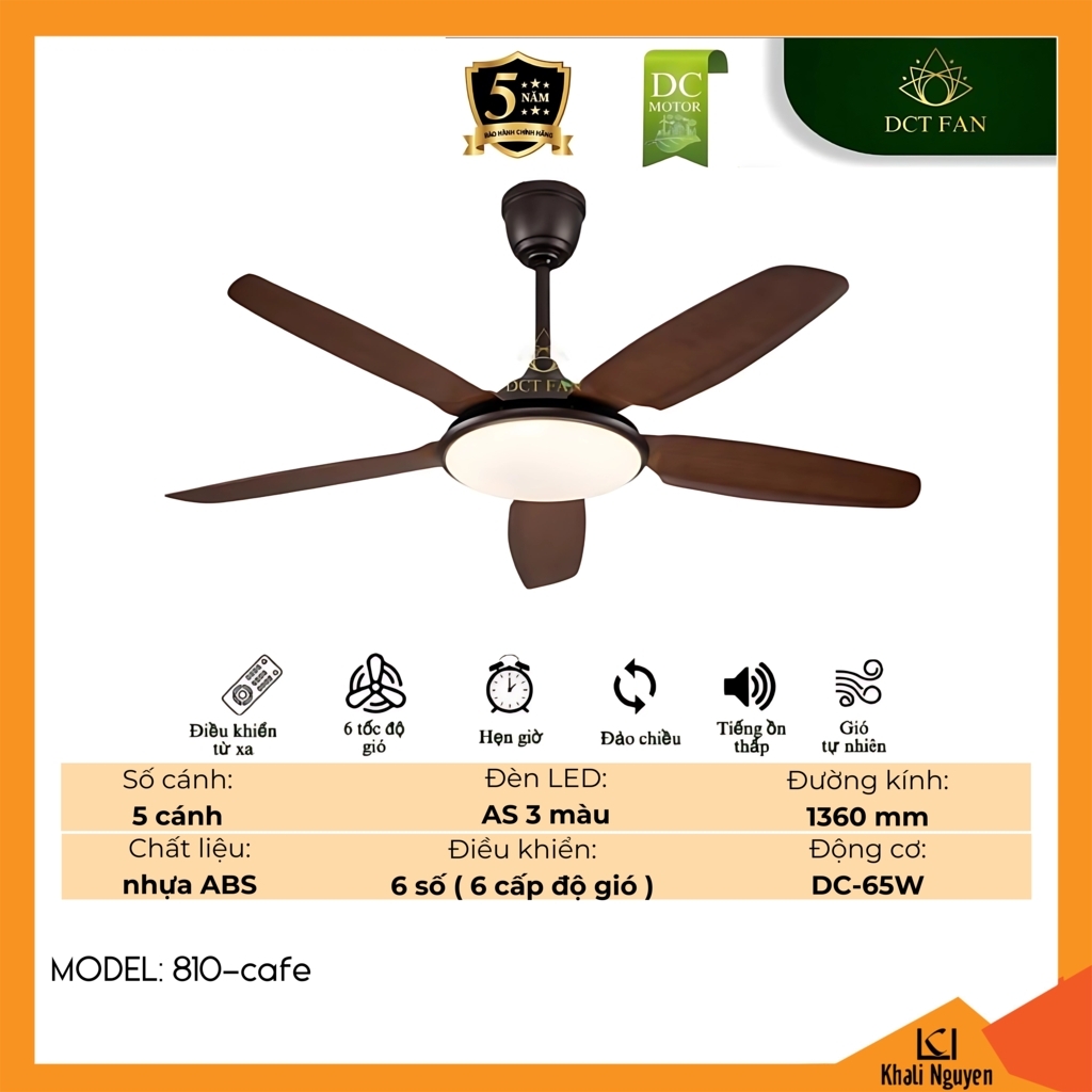 Quạt trần đèn LED DCT Fan 810-CAFE