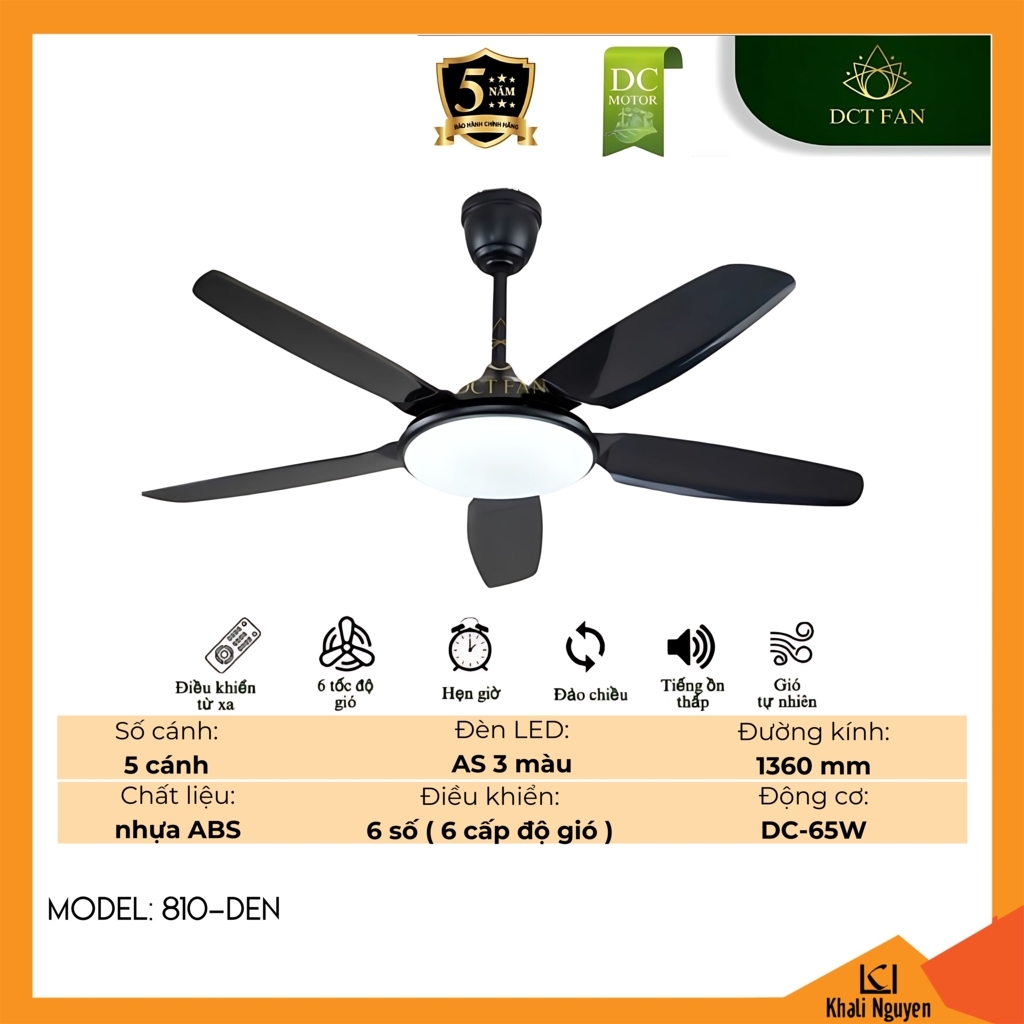 Quạt trần đèn LED DCT Fan 810-DEN