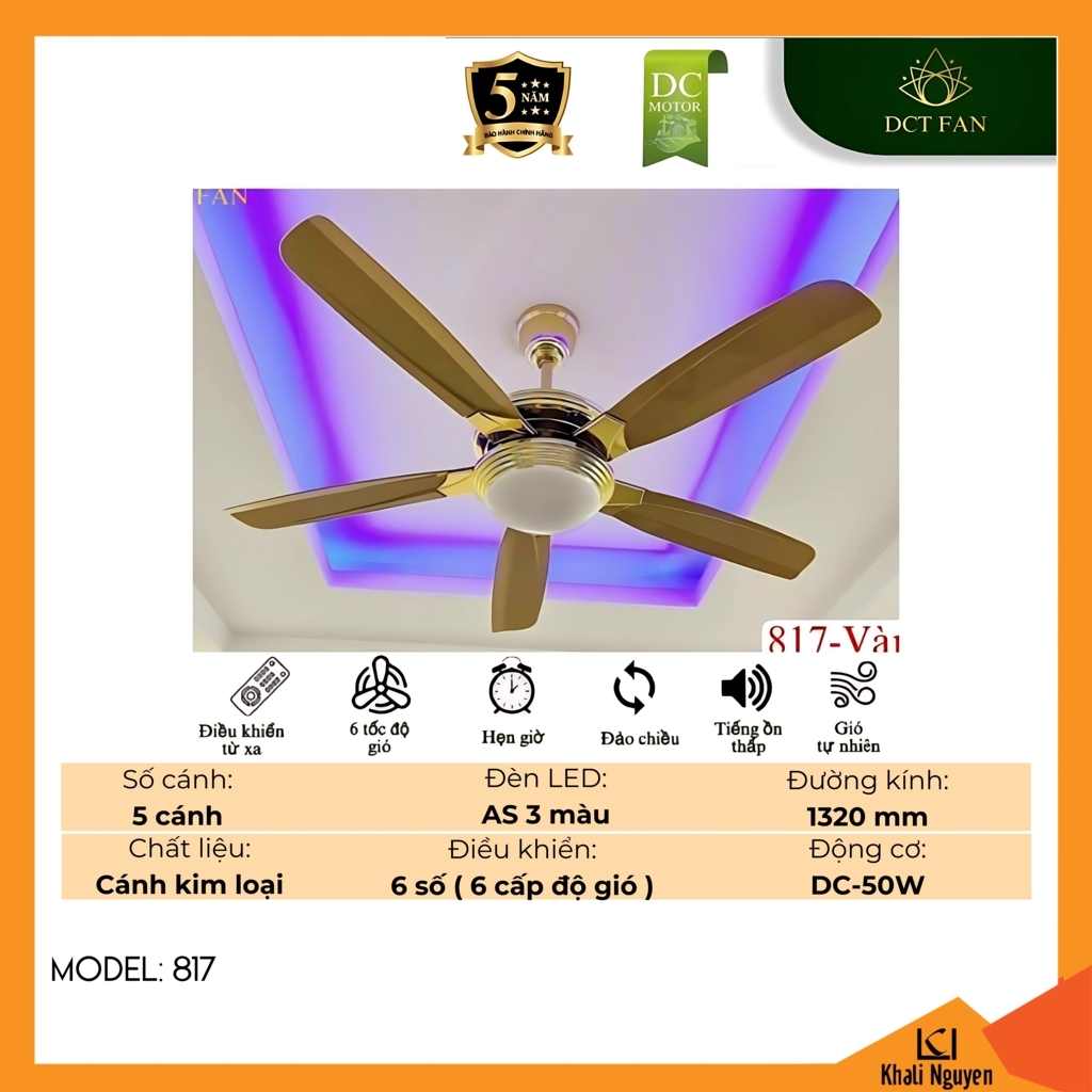 Quạt trần đèn LED DCT Fan 817