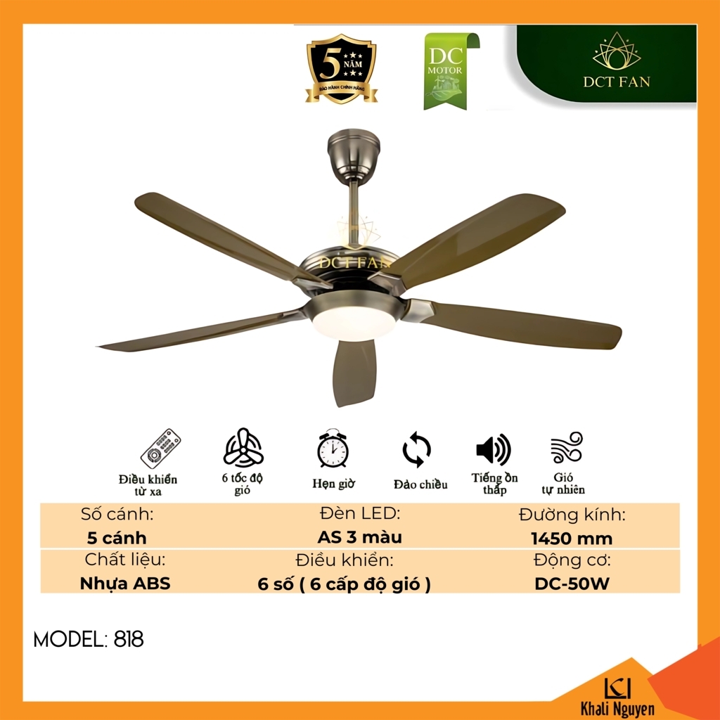 Quạt trần đèn LED DCT Fan 818