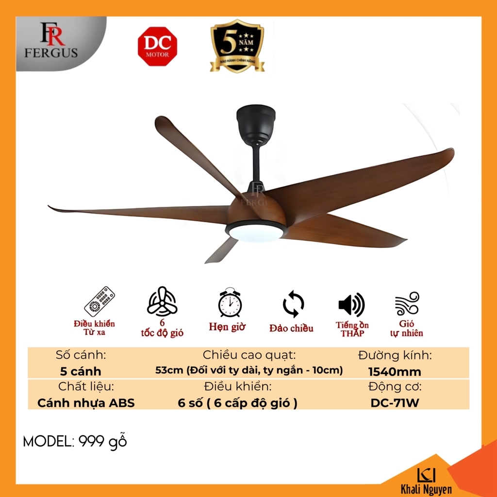 Quạt trần đèn LED FERGUS 999-GO