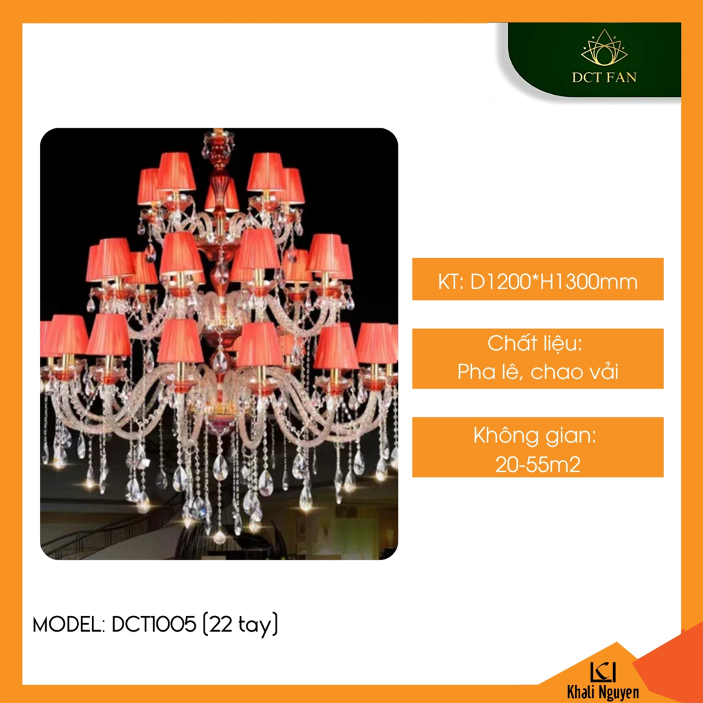 Đèn chùm pha lê tay nến DCT DCT1005 (22 tay)