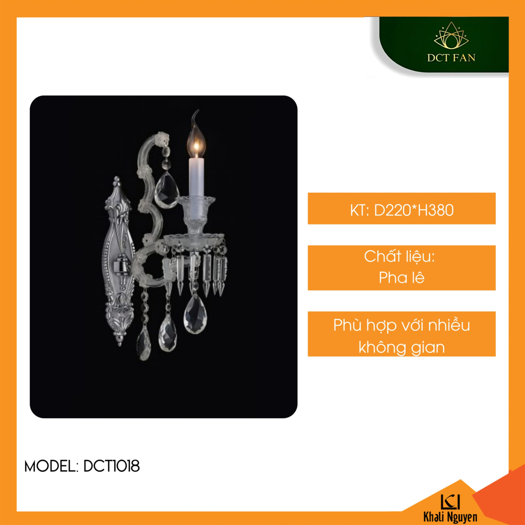 Đèn led treo tường pha lê DCT DCT1018 (1 đầu)