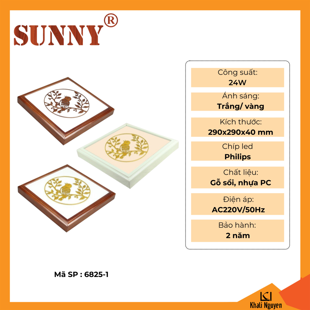 Đèn gỗ ốp trần Sunny 6825-1