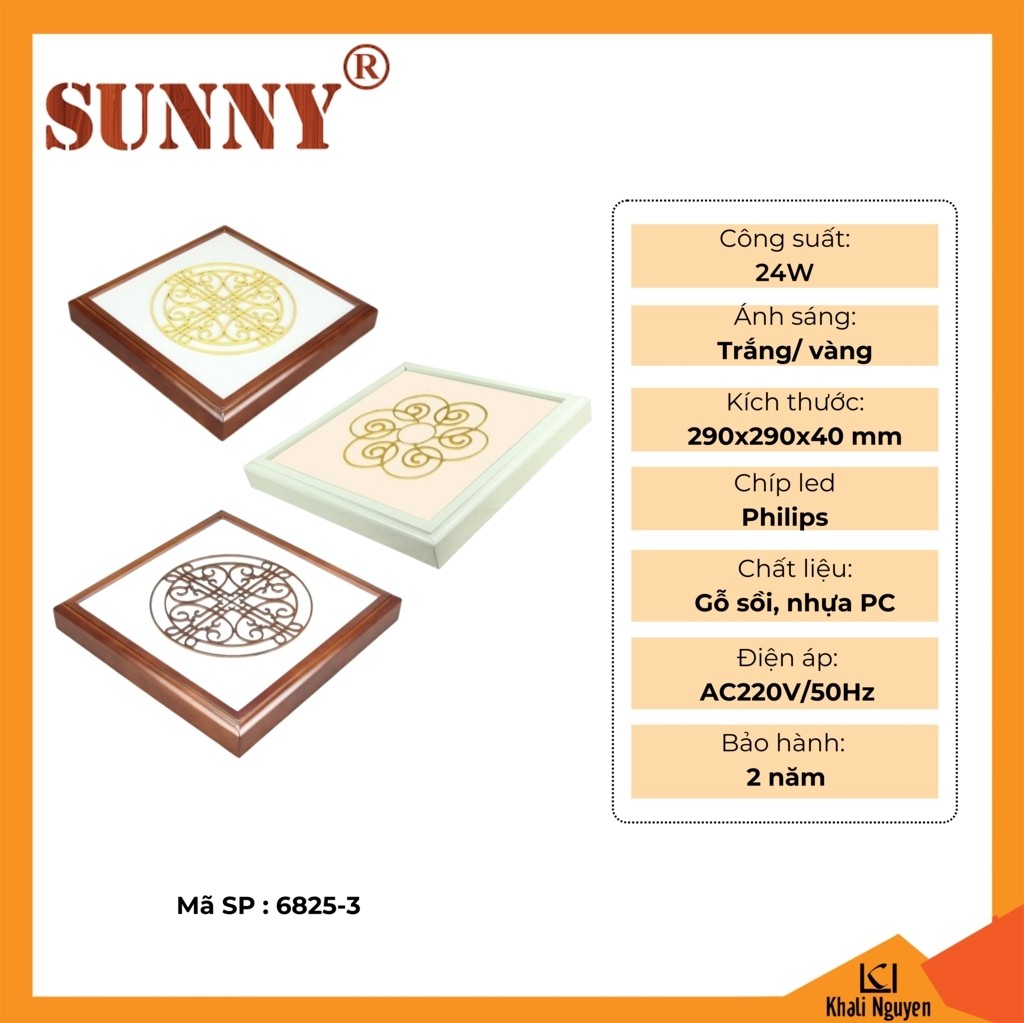 Đèn gỗ ốp trần Sunny 6825-3