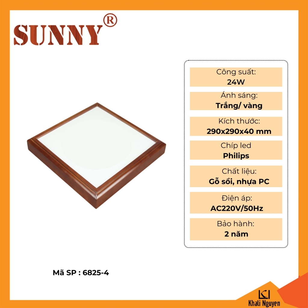 Đèn gỗ ốp trần Sunny 6825-4