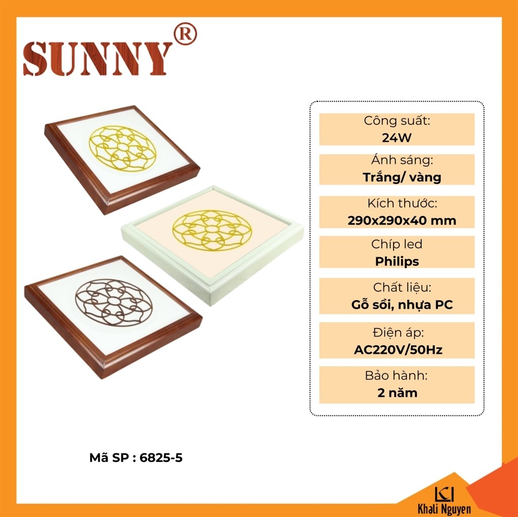 Đèn gỗ ốp trần Sunny 6825-5