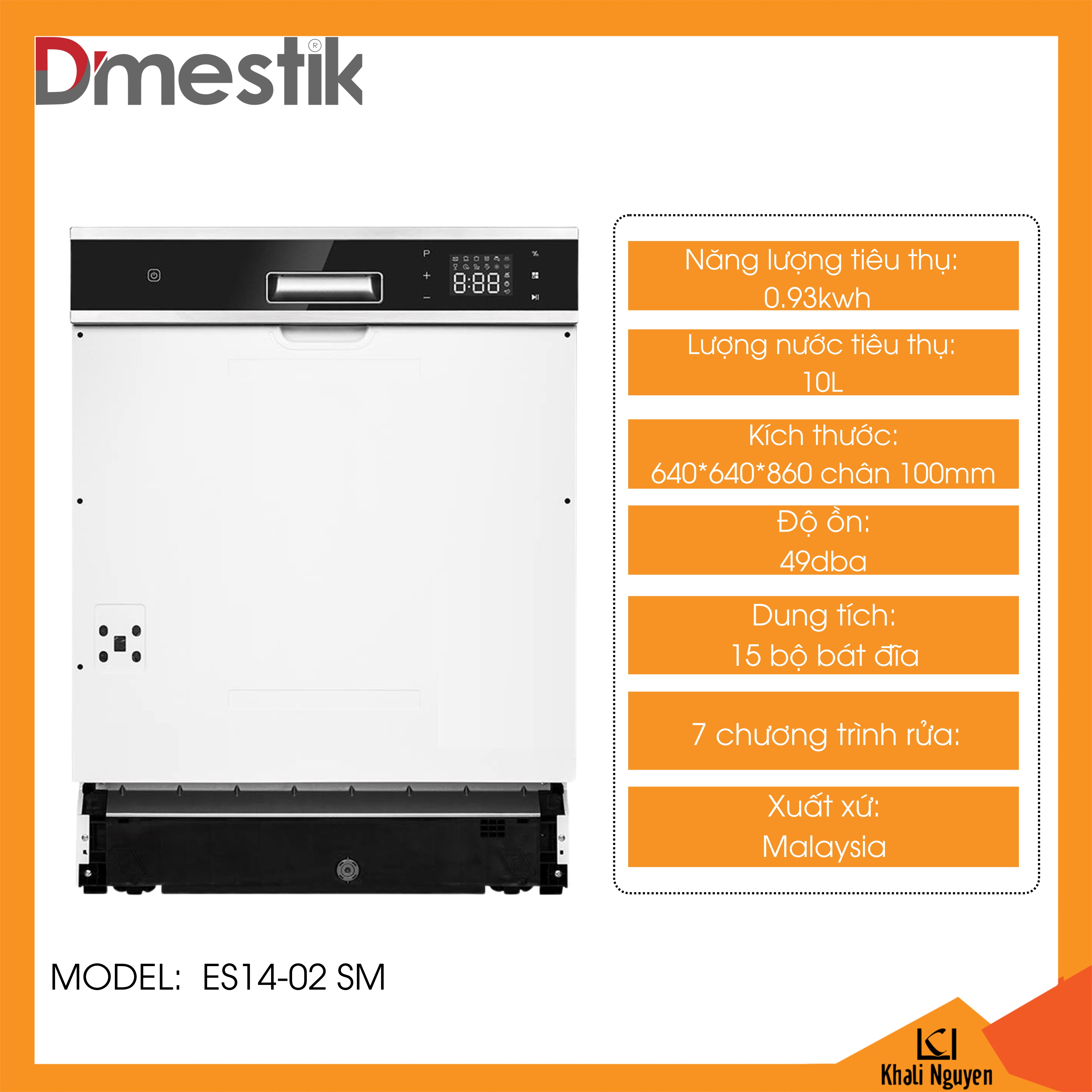 Máy rửa bát chén Dmestik ES 14-02 SM