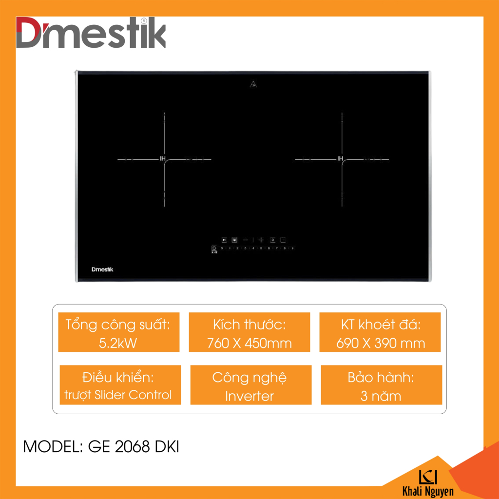 Bếp điện từ đôi Dmestik GE 2068 DKI