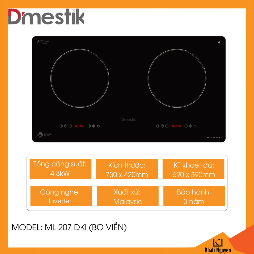 Bếp điện từ đôi Dmestik ML 207 DKI