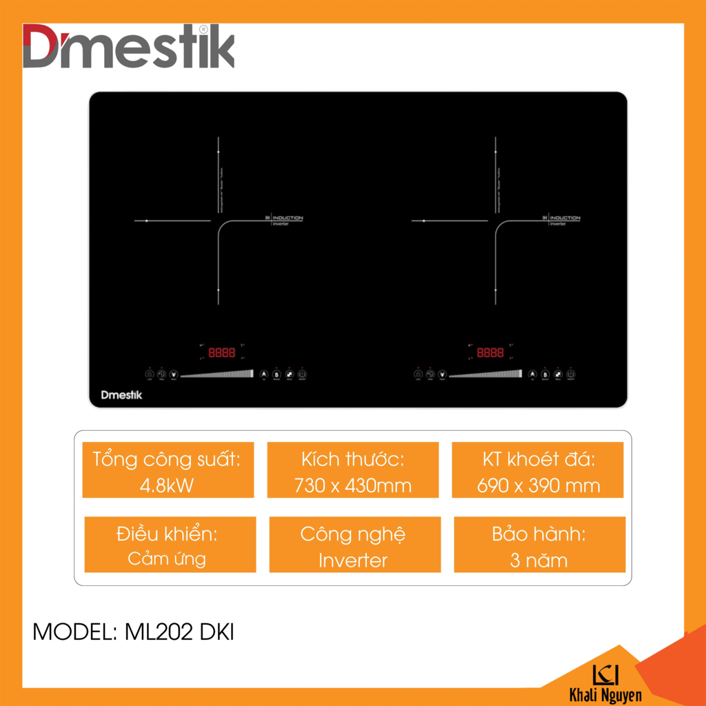 Bếp điện từ đôi Dmestik ML202 DKI