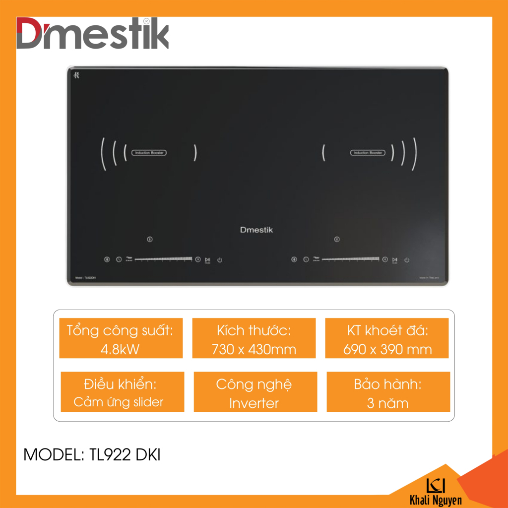 Bếp điện từ đôi Dmestik TL922 DKI