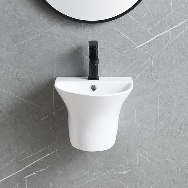 Chậu treo tường liền chân ECOD EC5300D | Có thoát tràn | Dáng vuông nhỏ gọn