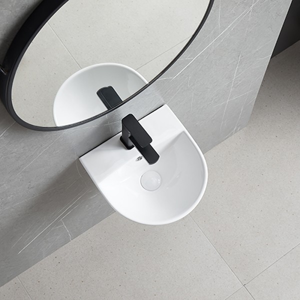 Chậu treo tường liền chân ECOD EC5300D | Có thoát tràn | Dáng vuông nhỏ gọn