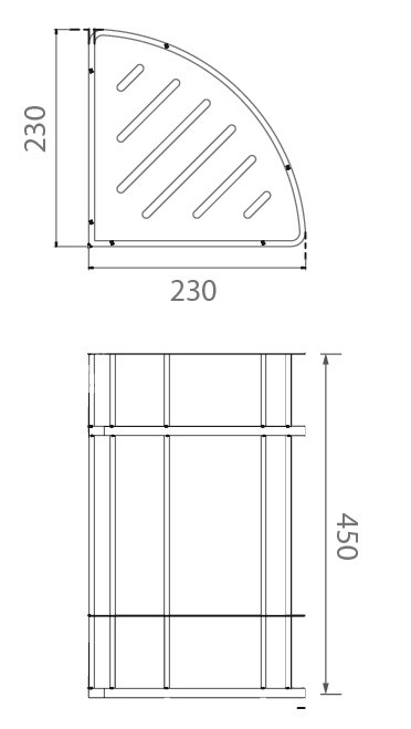 Bản vẽ Kệ góc 2 tầng thanh đặc Ecobath EC-4067-2